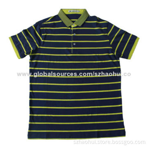 Men's super quality cotton strip yarn dyed polo shirt for golfers/businessmen, OEM service available